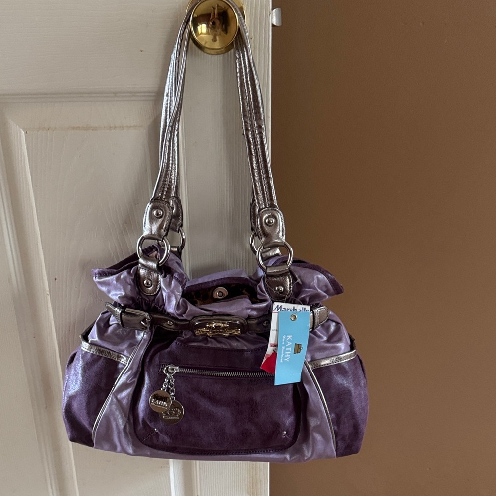 Kathy Van Zeeland Purple Shoulder Bag with Silver Accents